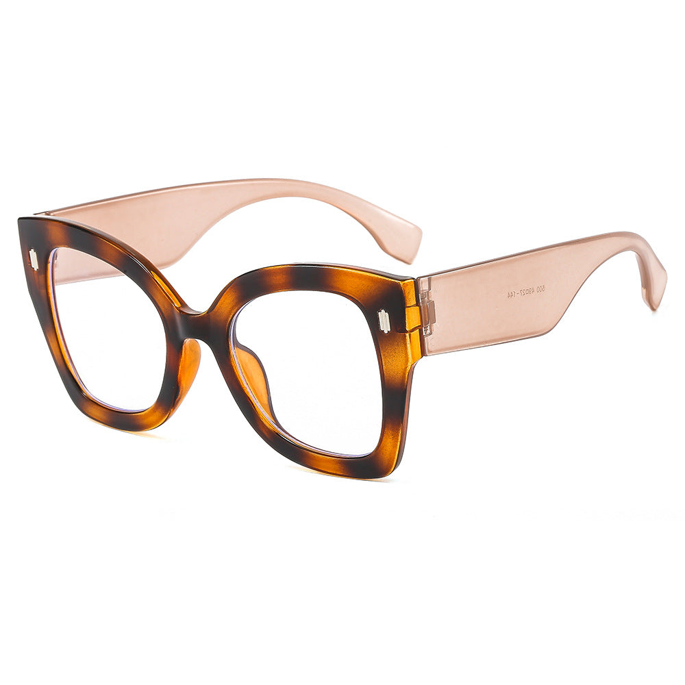 Light Blocking Glasses Large Cat Eye Clear Lens Anti Eyestrain