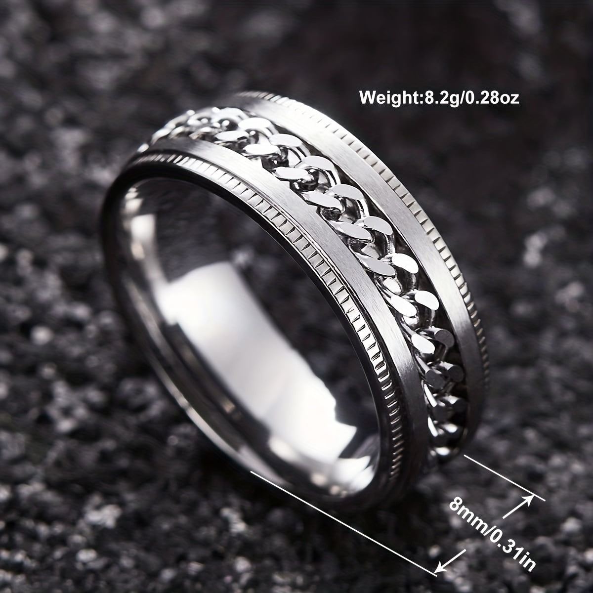 Men's Stainless Steel Ring with Chain