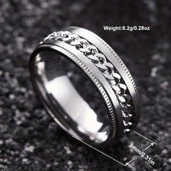 Men's Stainless Steel Ring with Chain