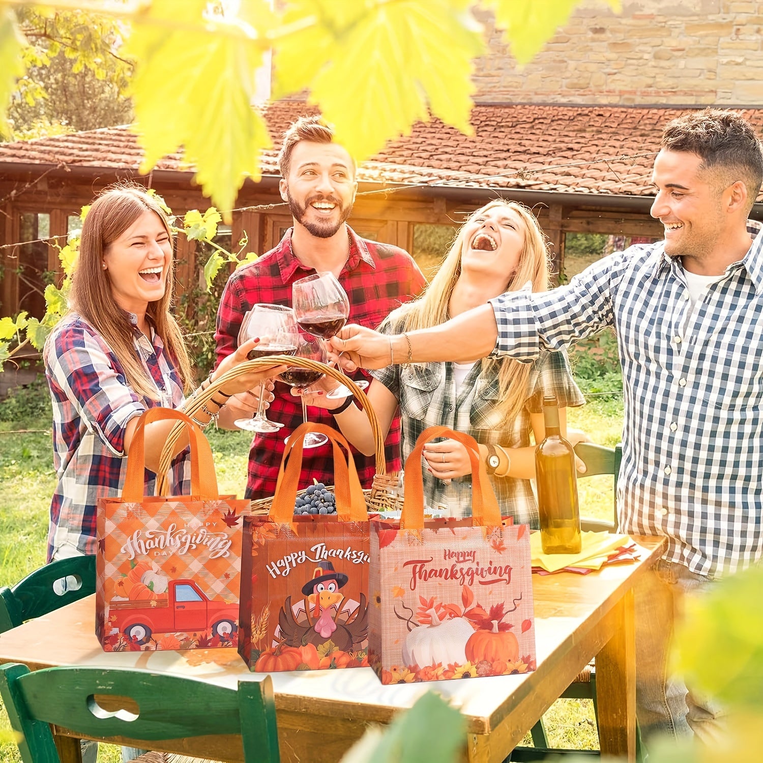 6pcs Fall Non Woven Bags Thanksgiving Gift Bags Thanksgiving Tote Bags