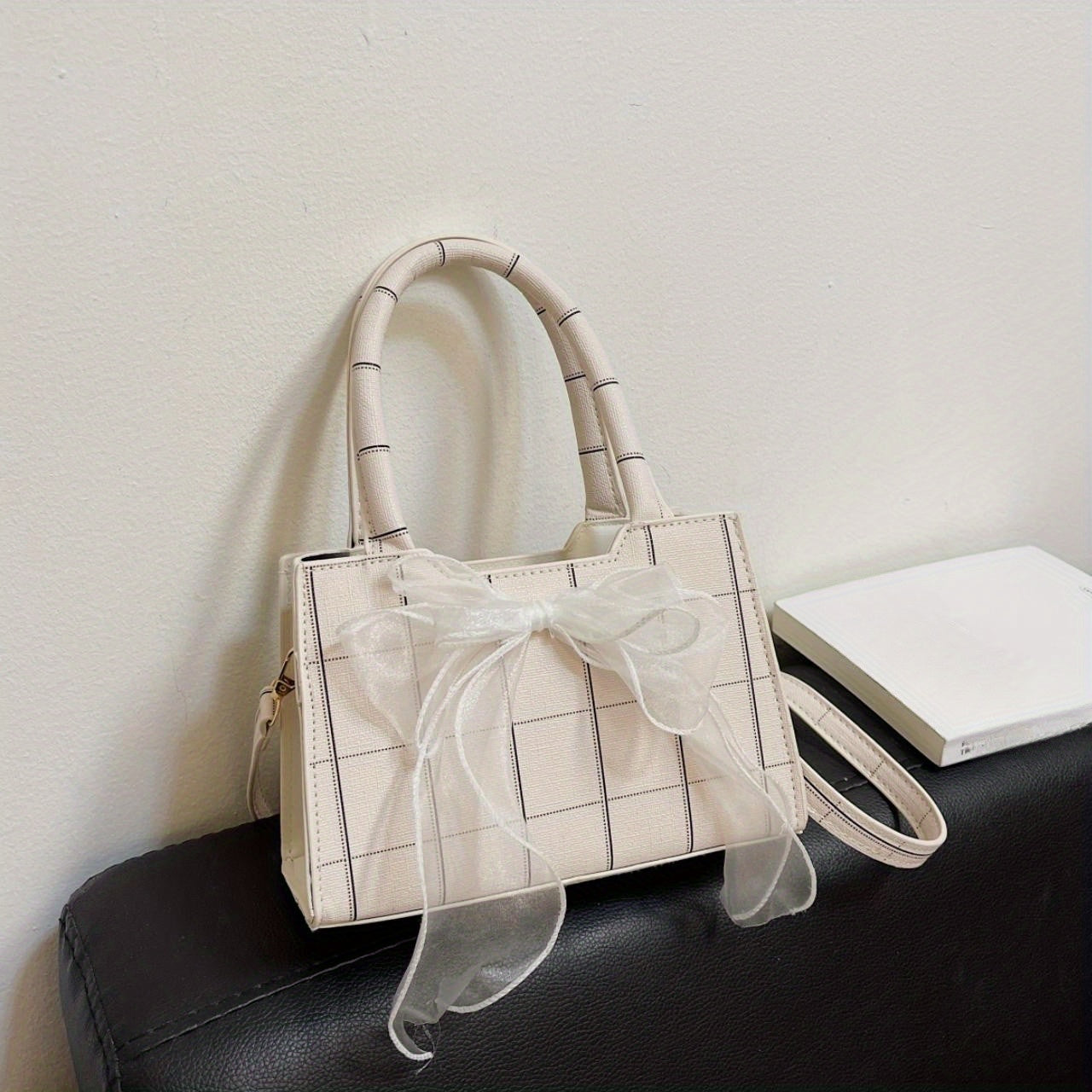 Plaid Crossbody Bag Canvas Top Handle Bag Purse Classic Shoulder Bag