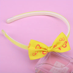 Baby Girls Heart Printed Bow Headband Nonslip Hair Band