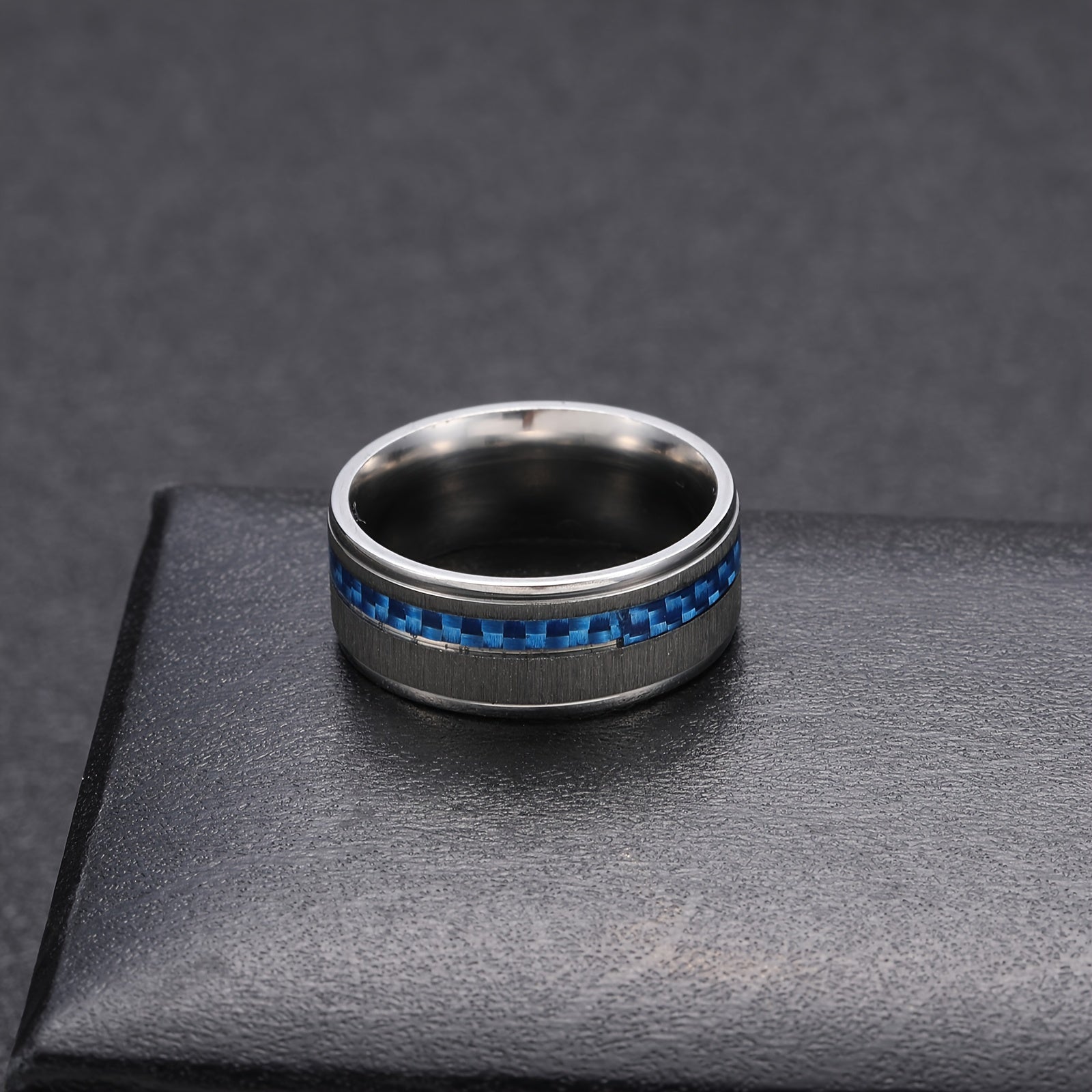 Men's Stainless Steel Sapphire Ring
