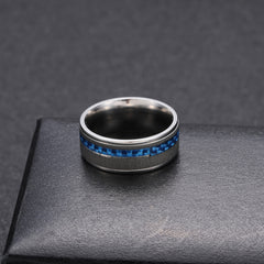 Men's Stainless Steel Sapphire Ring