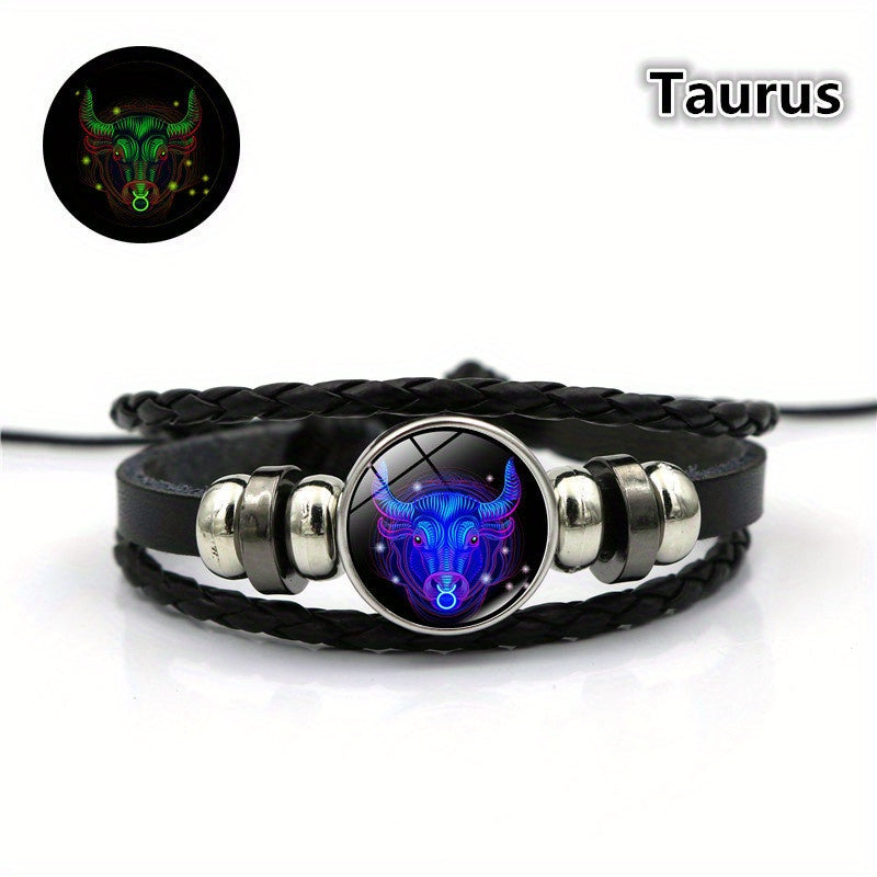 Luminous 12 Constellation Couple Bracelet Multilayer Beaded Braided