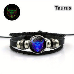 Luminous 12 Constellation Couple Bracelet Multilayer Beaded Braided