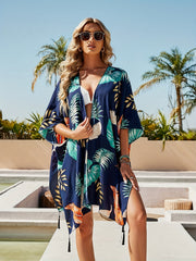  Boho Kimono Tropical Print Beach Cover Up