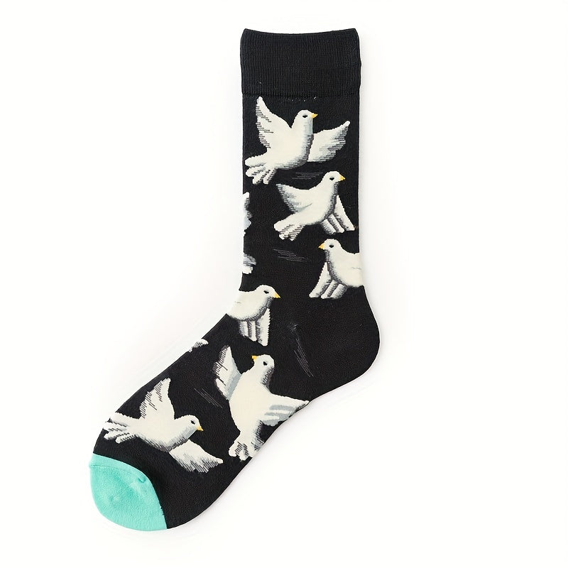6 Pairs Floral Print Socks Mid Tube Women's Stockings
