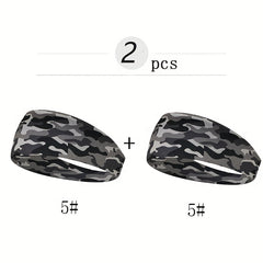 2pcs Men's Camo Print Sweatband for Gym Yoga & Running & Gray Camouflage