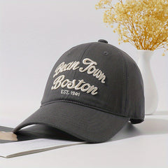 Boston Embroidery Vintage Baseball Cap Unisex Solid Outdoor Golf Sun Hat