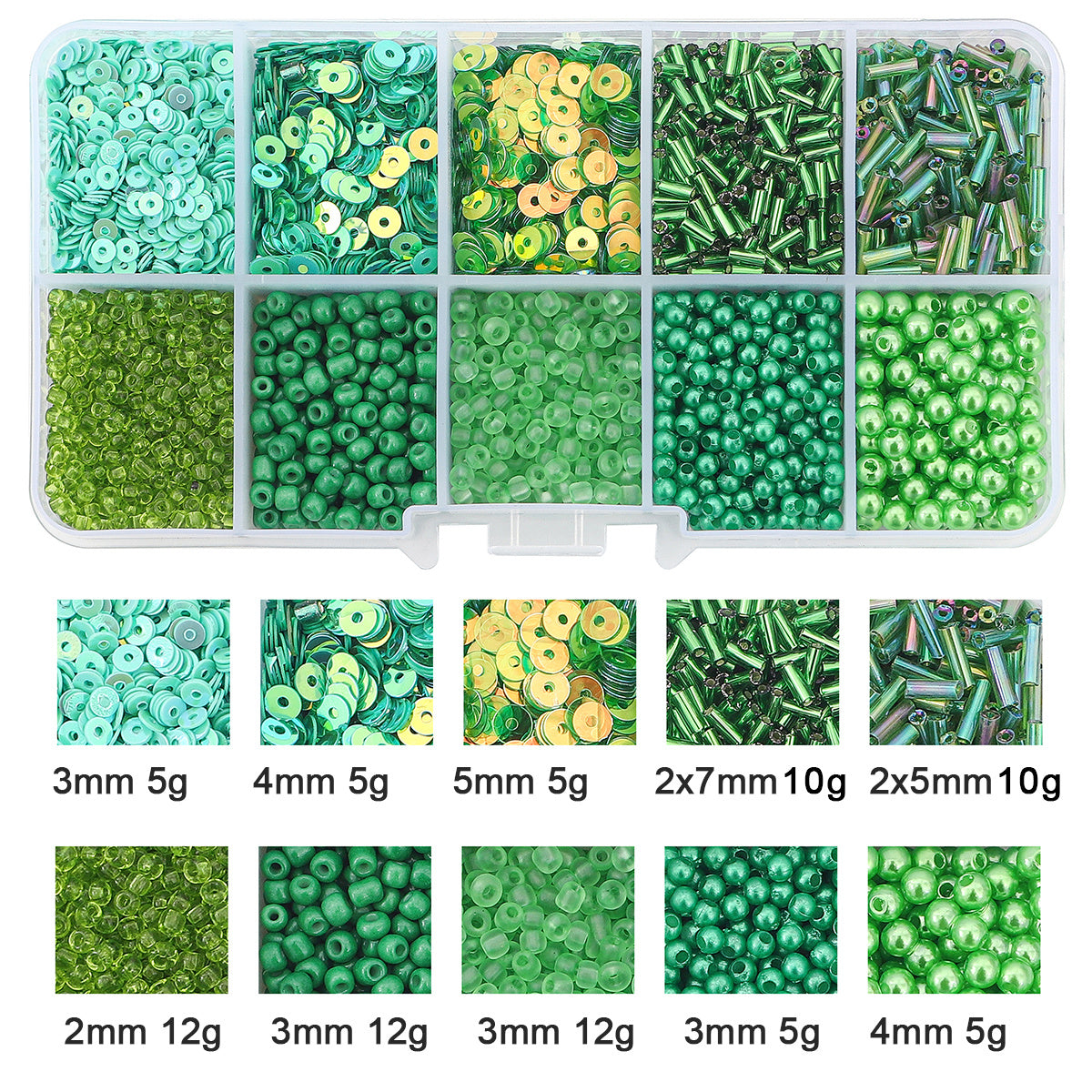 10 Grids Rice Bead Sequins Pearl Material Pack 1 Box
