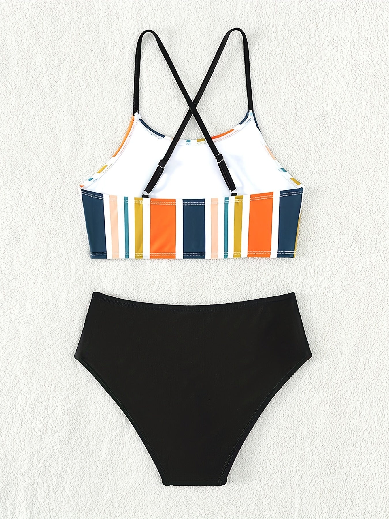 Girl's Colorful Stripe Bikini Set Beach Swimsuit
