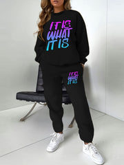  Slogan Print Sweatshirt & Joggers Set