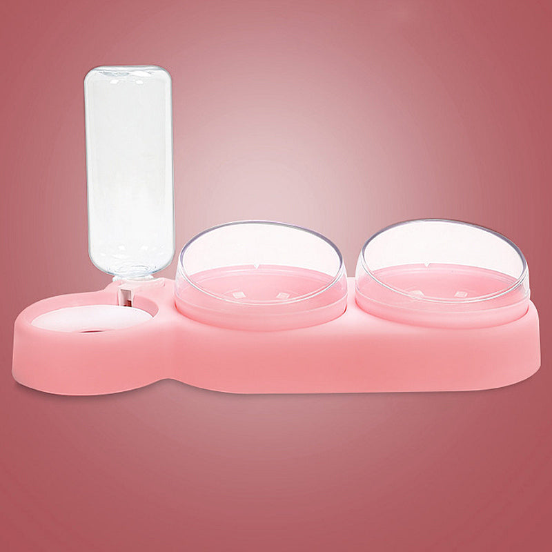 Raised Pet Bowls with Automatic Water Bottle for Dogs and Cats
