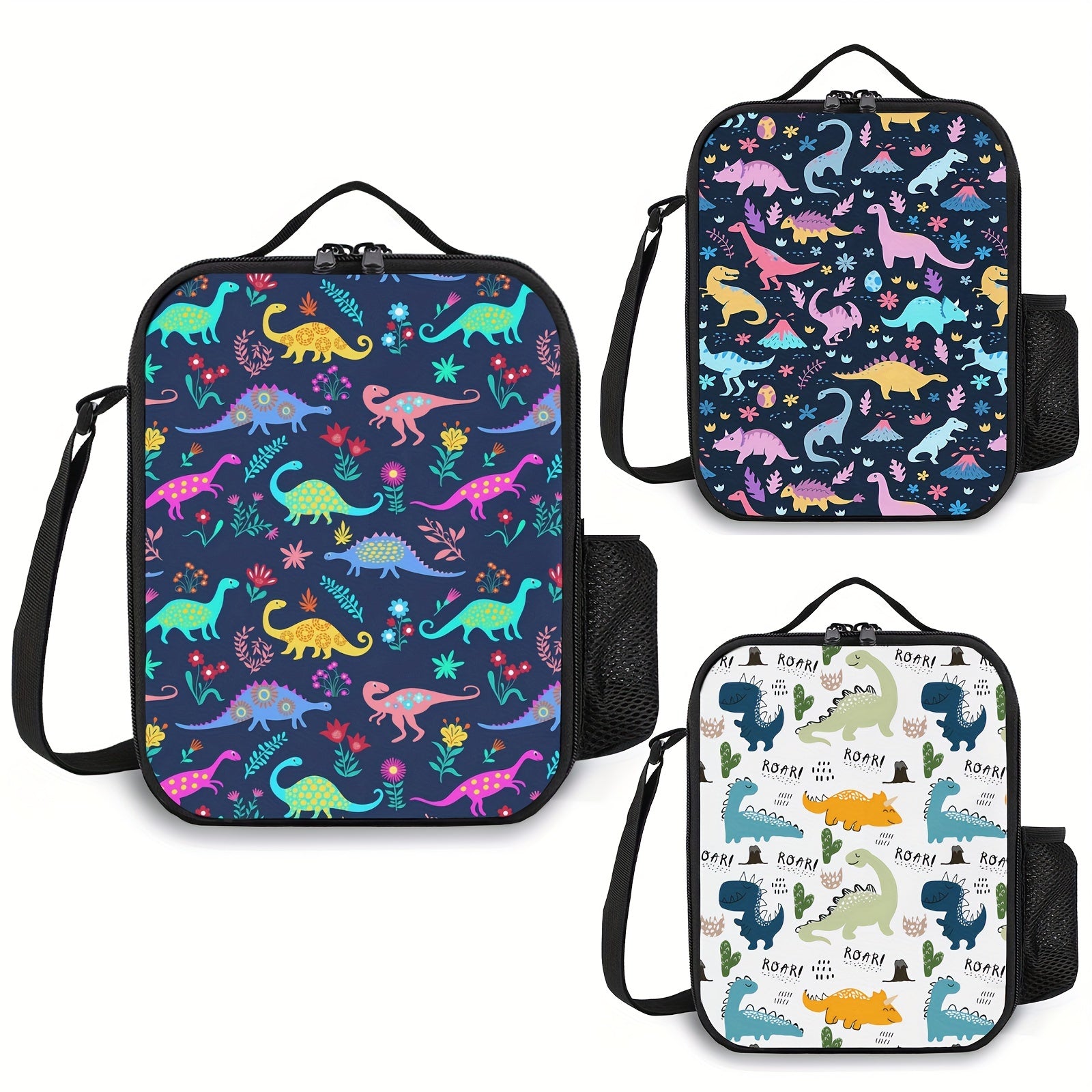 Dinosaur Insulated Lunch Bag Thermal Tote For Picnic Beach Camping