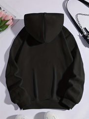 Halloween Pumpkin Print Sporty Hooded Sweatshirt Women's Warm Hoodie