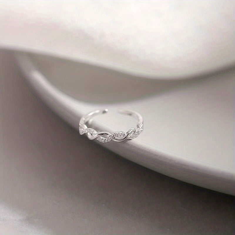 18K Plated Zircon Ring Adjustable Finger Size Jewelry For Men/Women