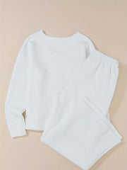 2Pcs Sports Set Long Sleeve Top & Wide Leg Pants Suit Women's Activewear