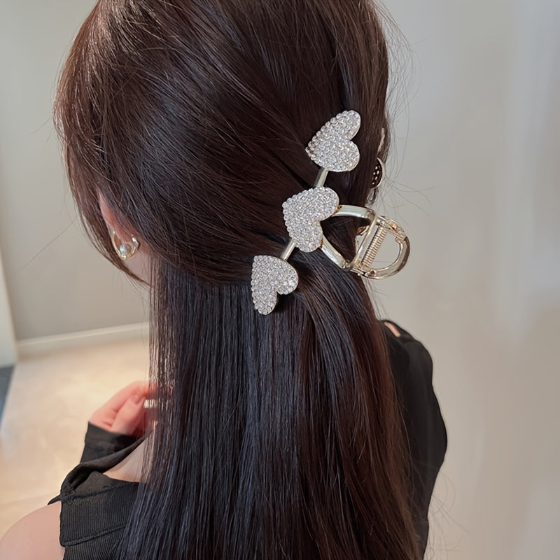 Heart Rhinestone Hair Clips Strong Hold Won't Slip