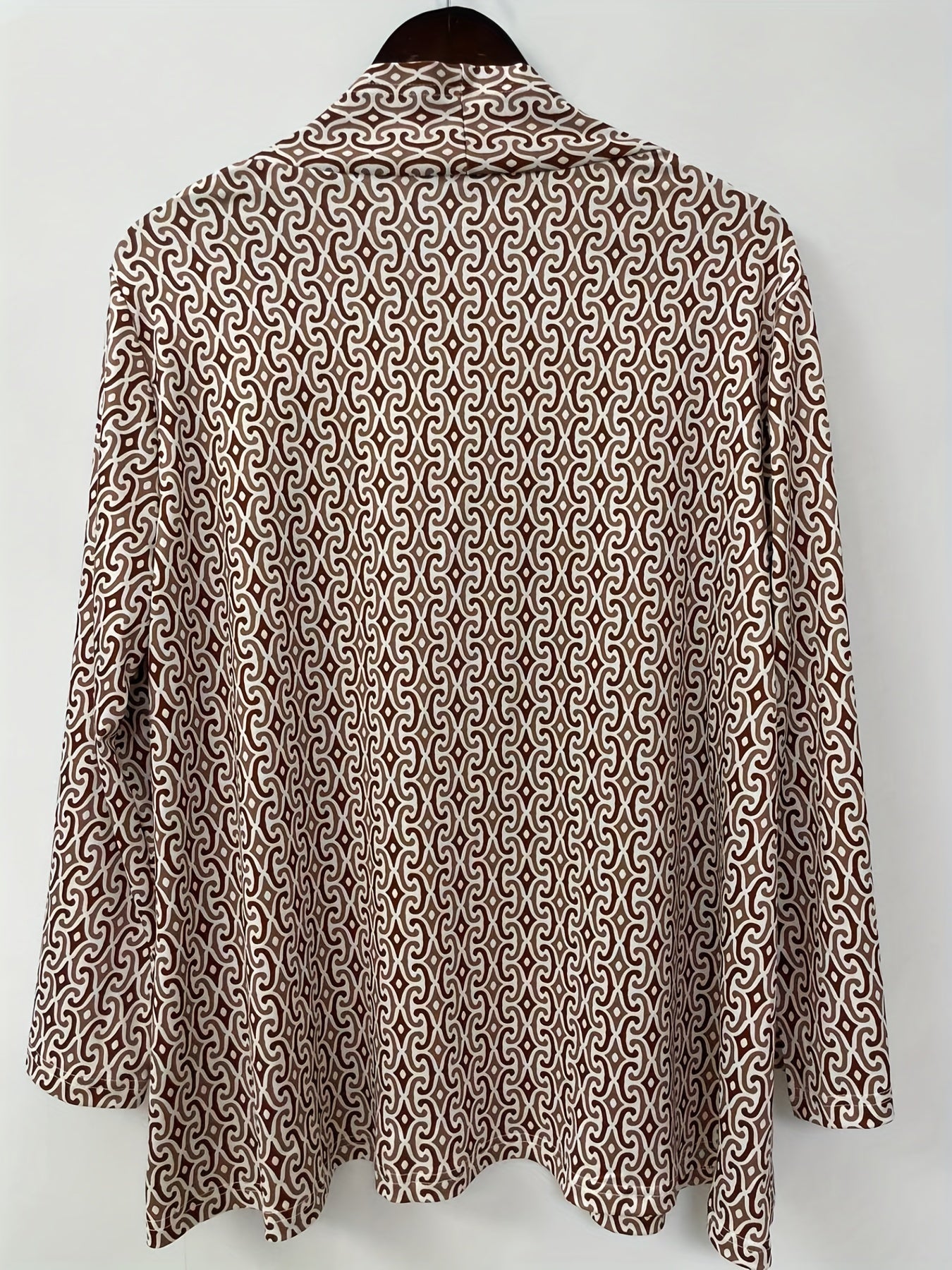  Casual Cardigan Women's Plus Allover Print Half Sleeve Open Front