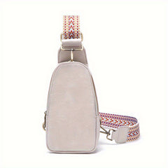 Embroidery Wide Strap Casual Chest Bag PU Crossbody Waist Bag
