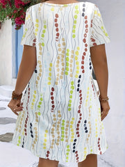  Casual Dress Women's Plus Print V Neck Stretch Dress