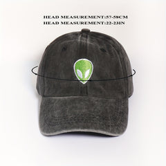 Alien Embroidery Unisex Baseball Cap Distressed Gray Dad Hat