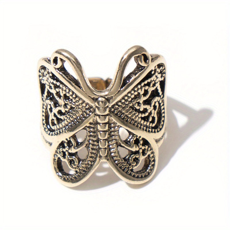Vintage Butterfly Ring For Men Open Adjustable Casual Jewelry Gift
