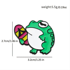 Cute Frog Metal Oil Drip Brooch for Kids