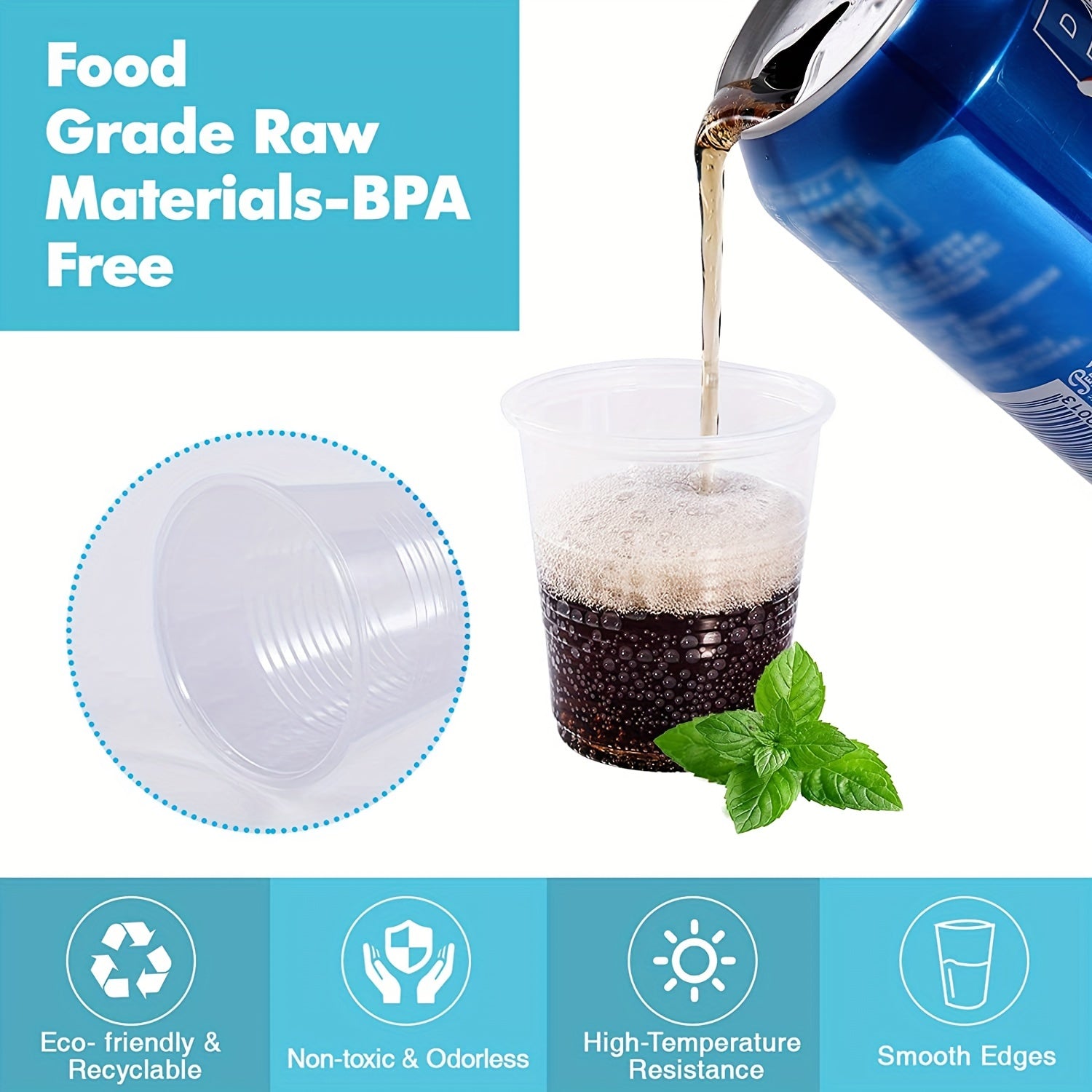 90pcs 3oz Transparent Plastic Cup Eco-Friendly Disposable Drink Cup