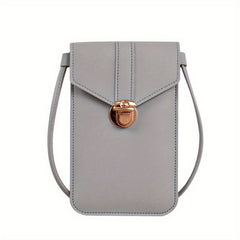 Women's Minimalist Cell Phone Bag Faux Leather Buckle Bag