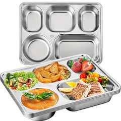 304 Stainless Steel Divided Dining Plate for Camping School Home Durable