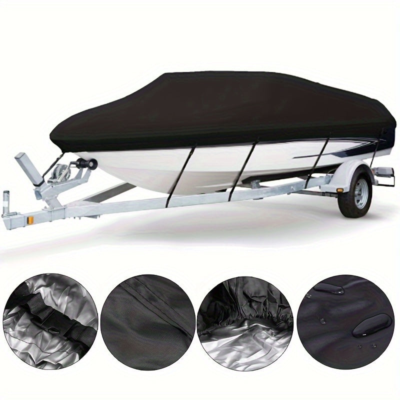 600D Heavy Duty Waterproof Boat Cover for 6.1-6.71m V Hull Ships