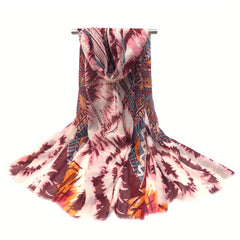Boho Floral Frayed Edge Scarf Spring Summer Sunscreen Windproof Shawl