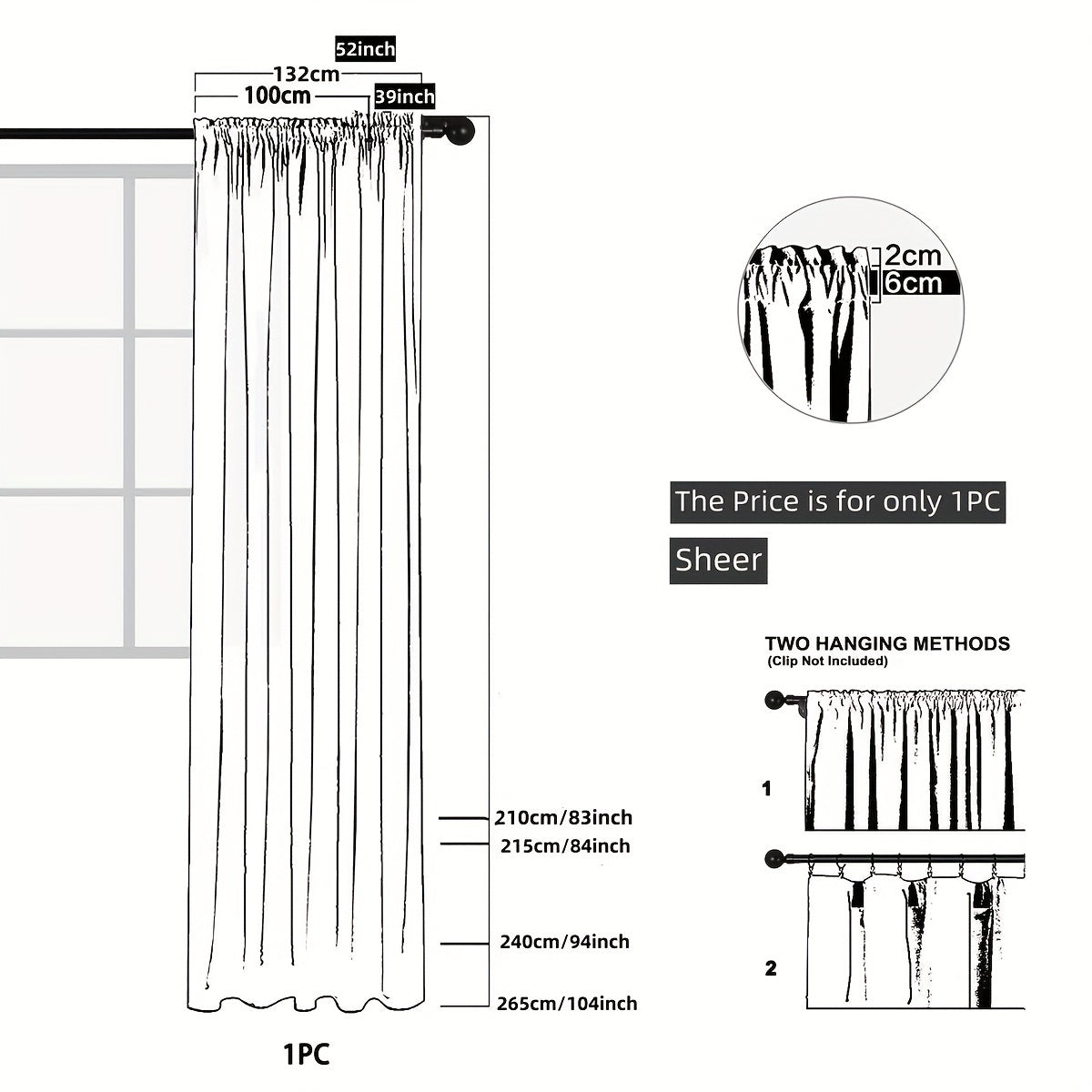 Flower Pattern Sheer Curtain for Living Room