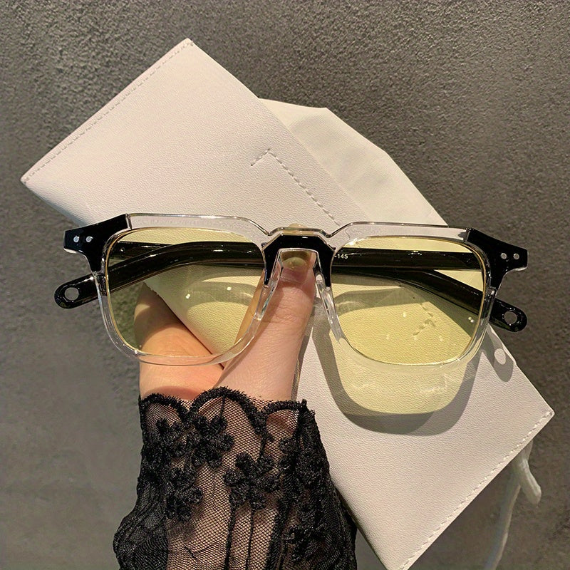 Y2K Clear Square Sunglasses for Women Men UV400 Sun Shades Glasses