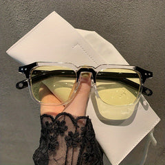 Y2K Clear Square Sunglasses for Women Men UV400 Sun Shades Glasses
