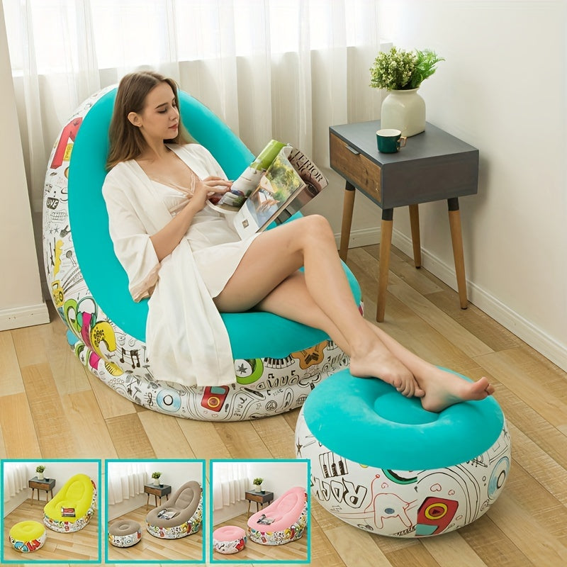 Colorful Cartoon Inflatable Sofa - Comfortable Recliner for Home