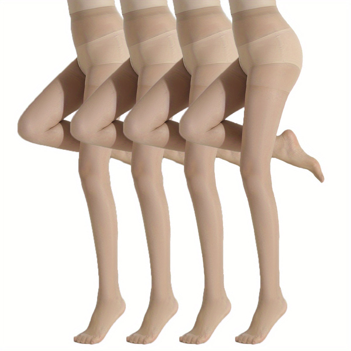 4 Pairs Sheer Tights High Waist Anti-snag Pantyhose Women's Stockings