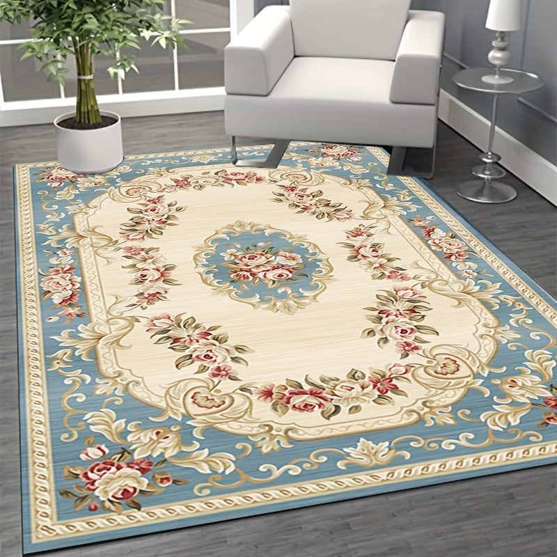 Vintage Floral Area Rug Stain Resistant Washable Anti Fatigue Water Absorbent