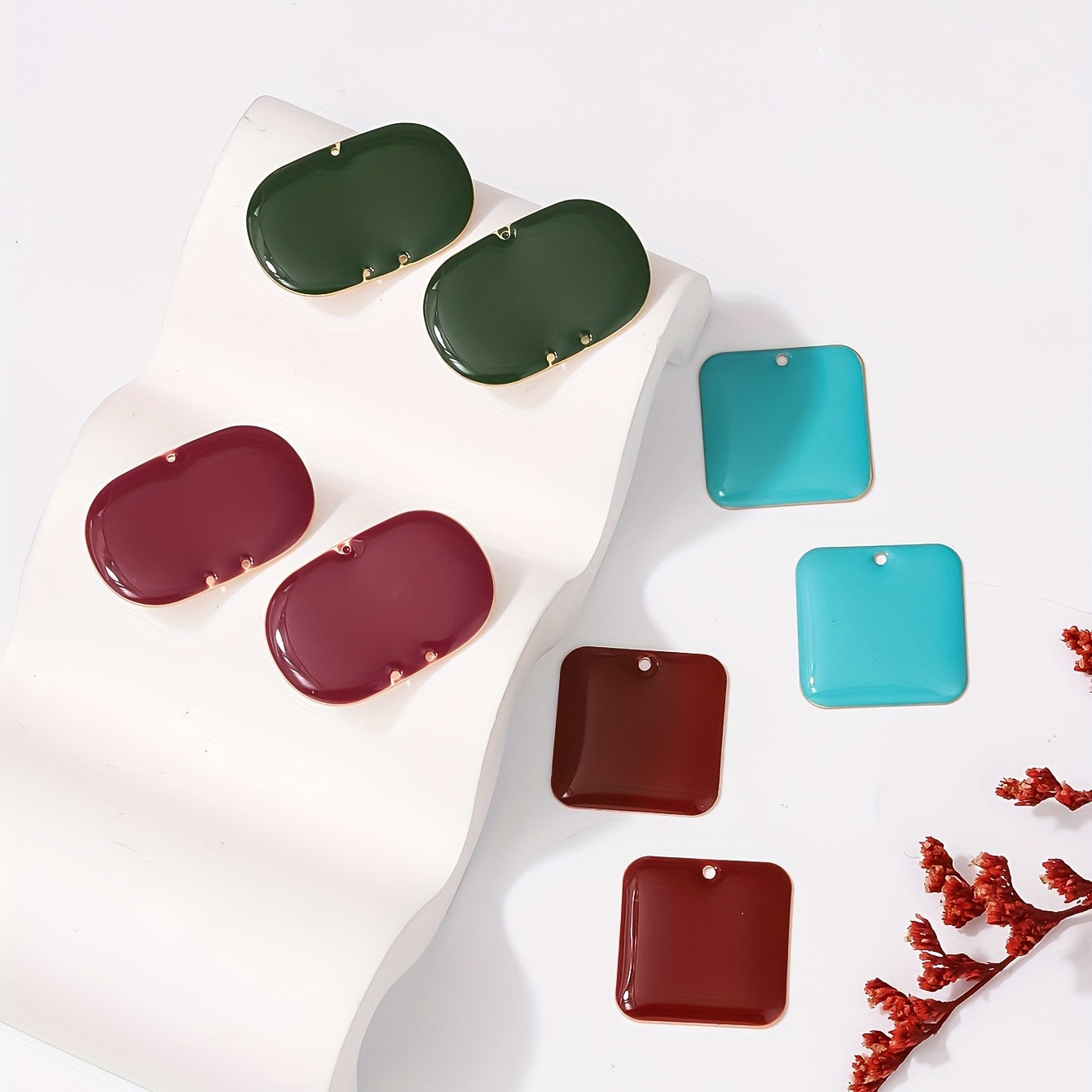 6pcs Colorful Drip Oil Alloy Pendant Set for DIY Jewelry Making