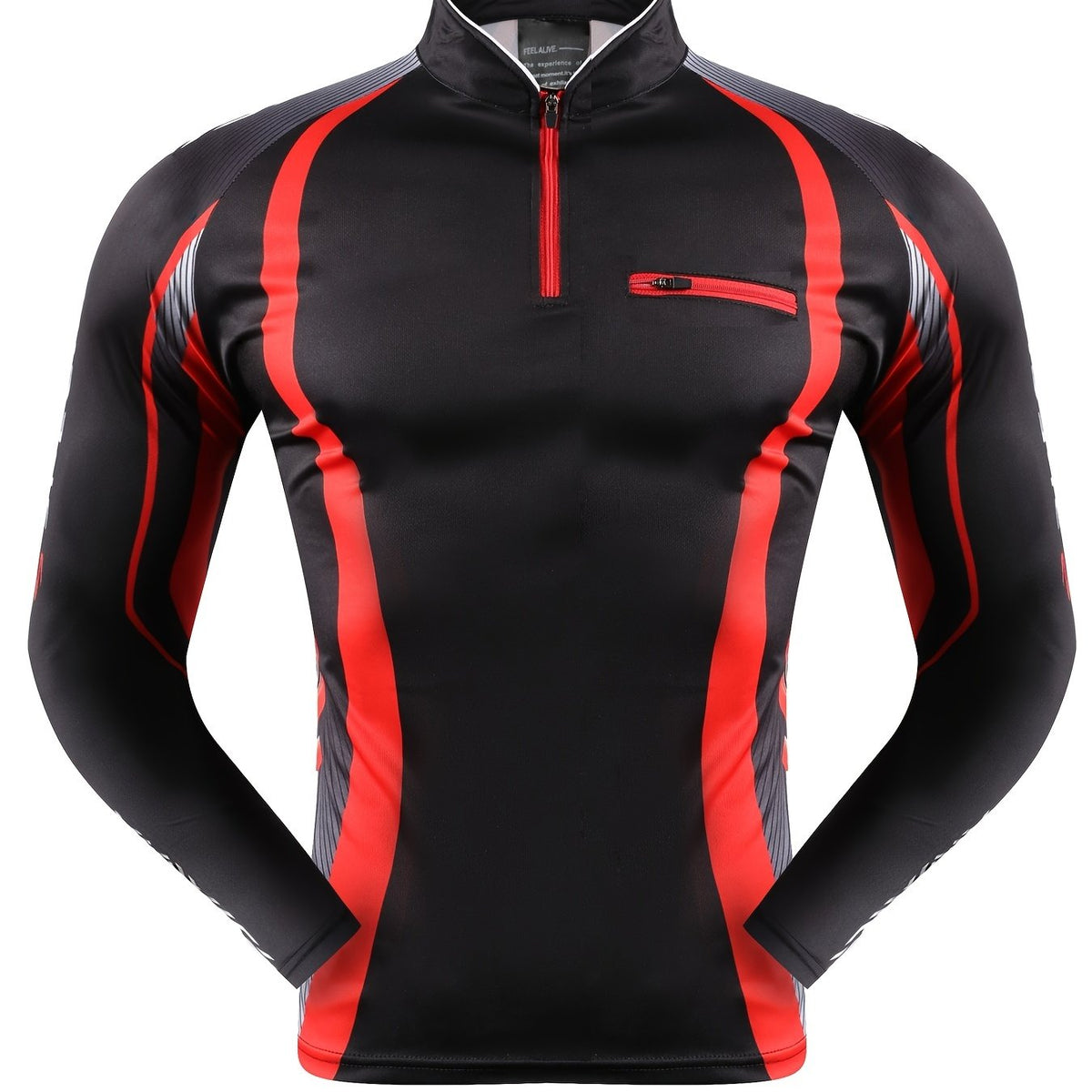 Men's Sun Protection Shirt Athletic Zip Up Rash Guard