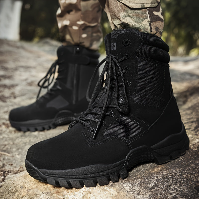 Men's High Top Military Style Hiking Boots for Outdoor Activities