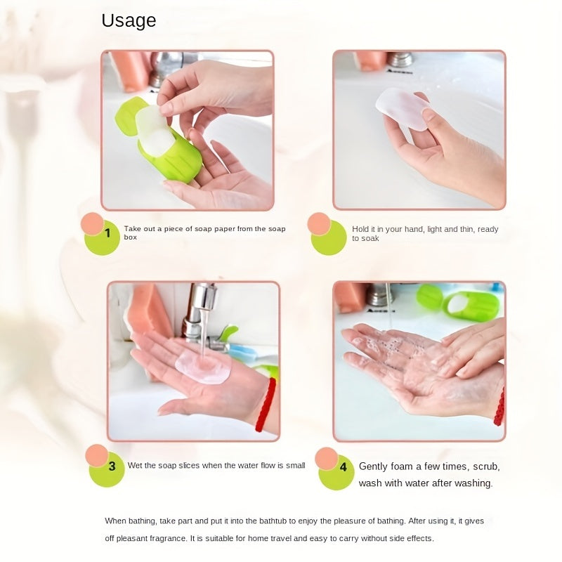 20pcs Portable Hand Washing Soap Paper for Outdoor Travel and Camping
