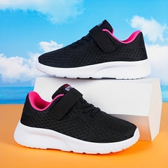 Girls' Hook and Loop Running Shoes with Non Slip Sole