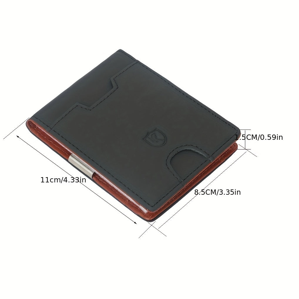 Men's RFID Blocking Business Wallet First Layer Cowhide Card Holder Money Clip