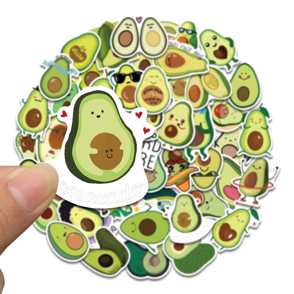50pcs Cartoon Avocado Waterproof Stickers for Phone Notebook Decoration