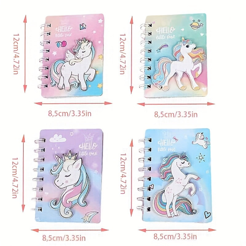 3D Unicorn Binder Notebook Spiral Journal for Girls Mini Notepad
