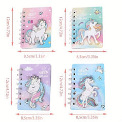 3D Unicorn Binder Notebook Spiral Journal for Girls Mini Notepad