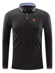 Player Men's Long Sleeve Lapel Golf Tennis Sports Shirt